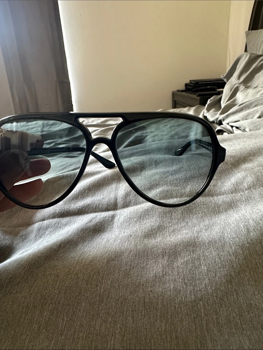 Ray-Ban Black Frame Sunglasses with Blue Tinted Lenses